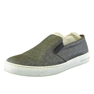MICHAEL KORS Keaton Women's Logo Print Coated Canvas Slip On Sneakers Brown US 9